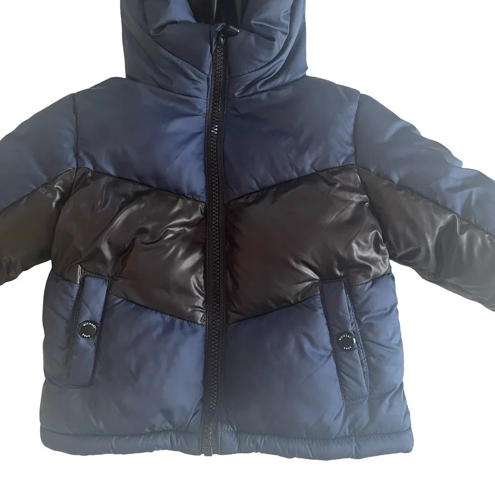 Michael Kors‎ Baby Size 18 Months Puffer Jacket Boy's Navy Black Colorblock Coat